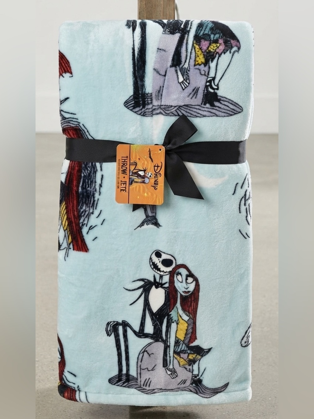 Disney The Nightmare Before Christmas Jack & Sally Light Blue Plush Throw